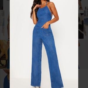 Dark Wash Tie Back Jumpsuit